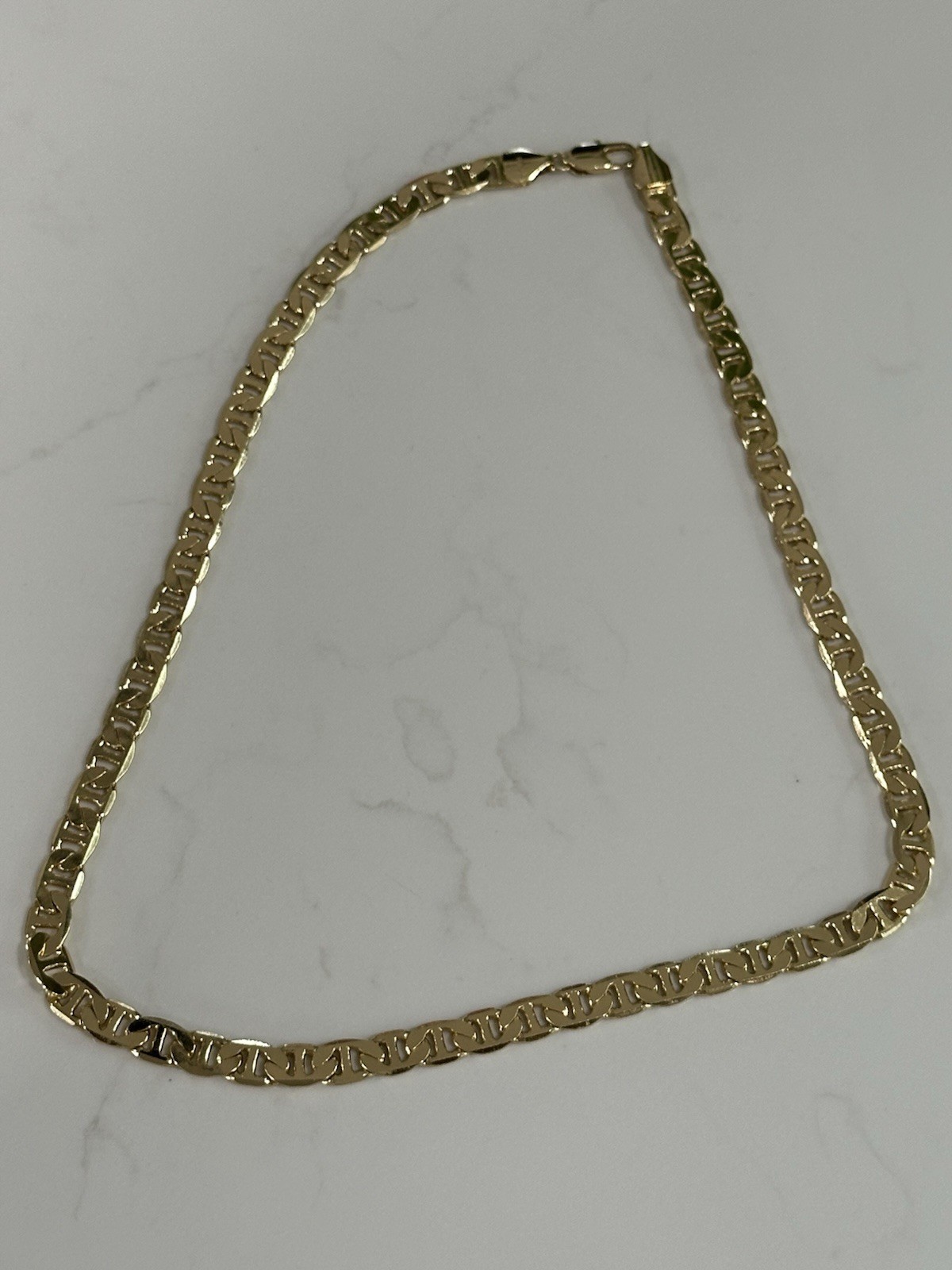 14k Gold Plated Flat Mariner Chain 22.5 Inch