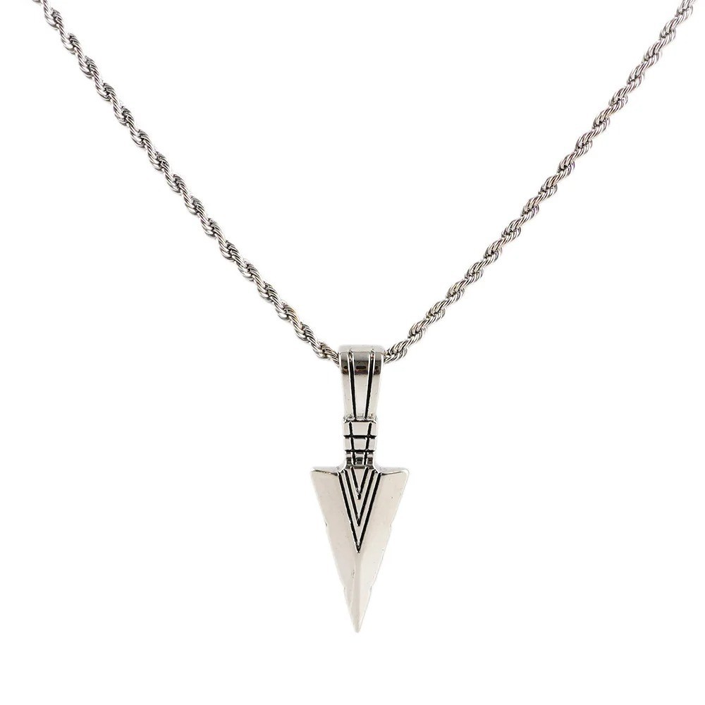 Matte Black Arrow Pendant Necklace Long Chain Hip Hop Punk Jewelry Gift Men Wome