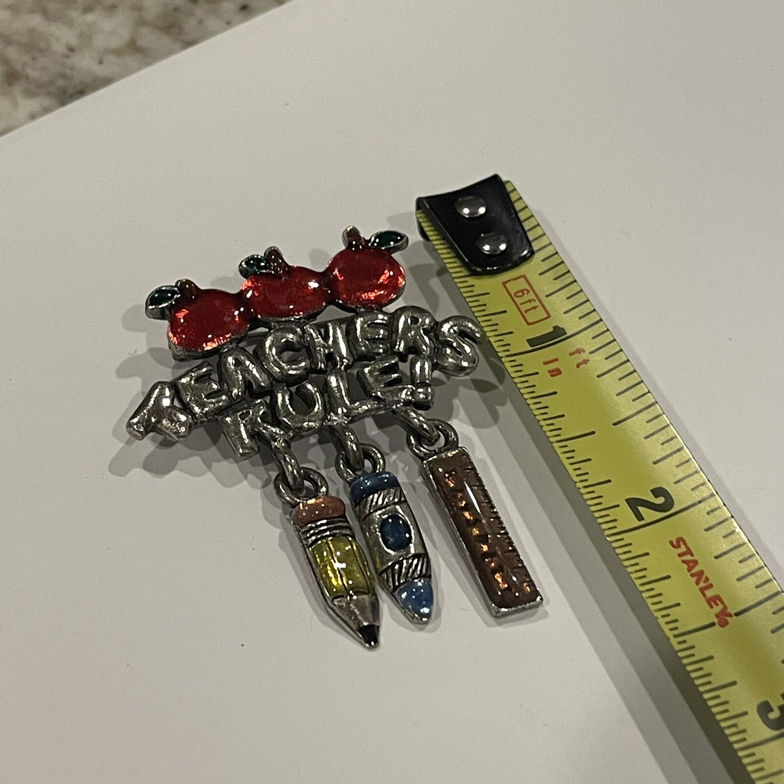 Signed AJMC Brooch Pin Teachers Rule Teacher