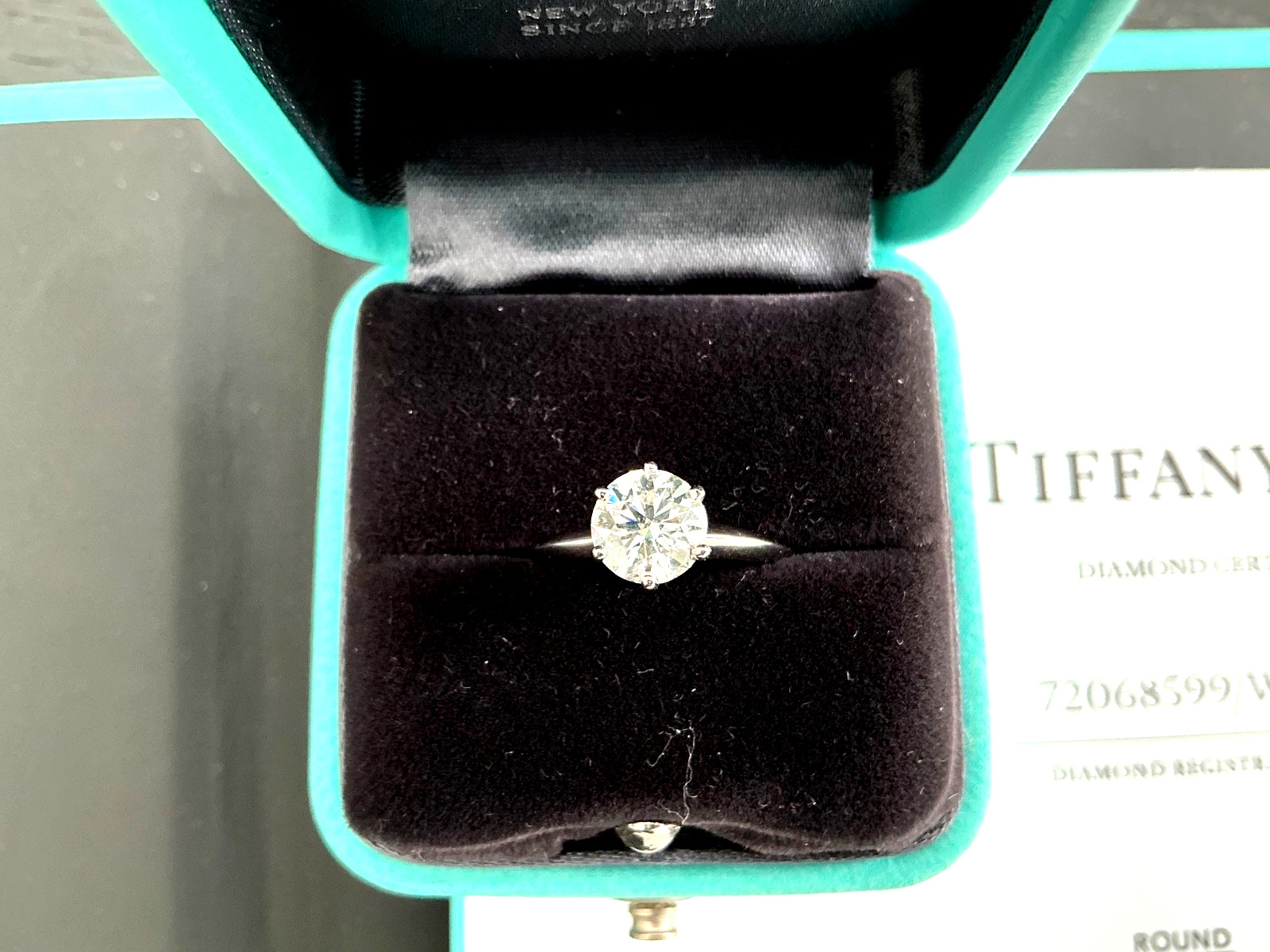 Tiffany & Co Platinum Diamond Round Engagement Ring 1.11 CT I VS2 3 EXC $18k NEW