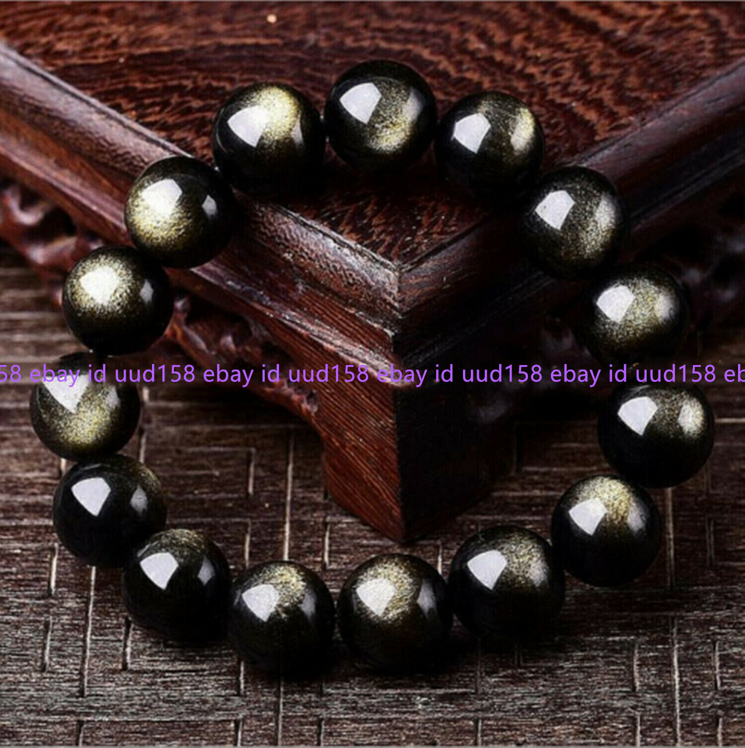 12/14/16/18/20mm Natural Gold Obsidian Round Gemstone Beads Bracelet 7.5” 8″AAA