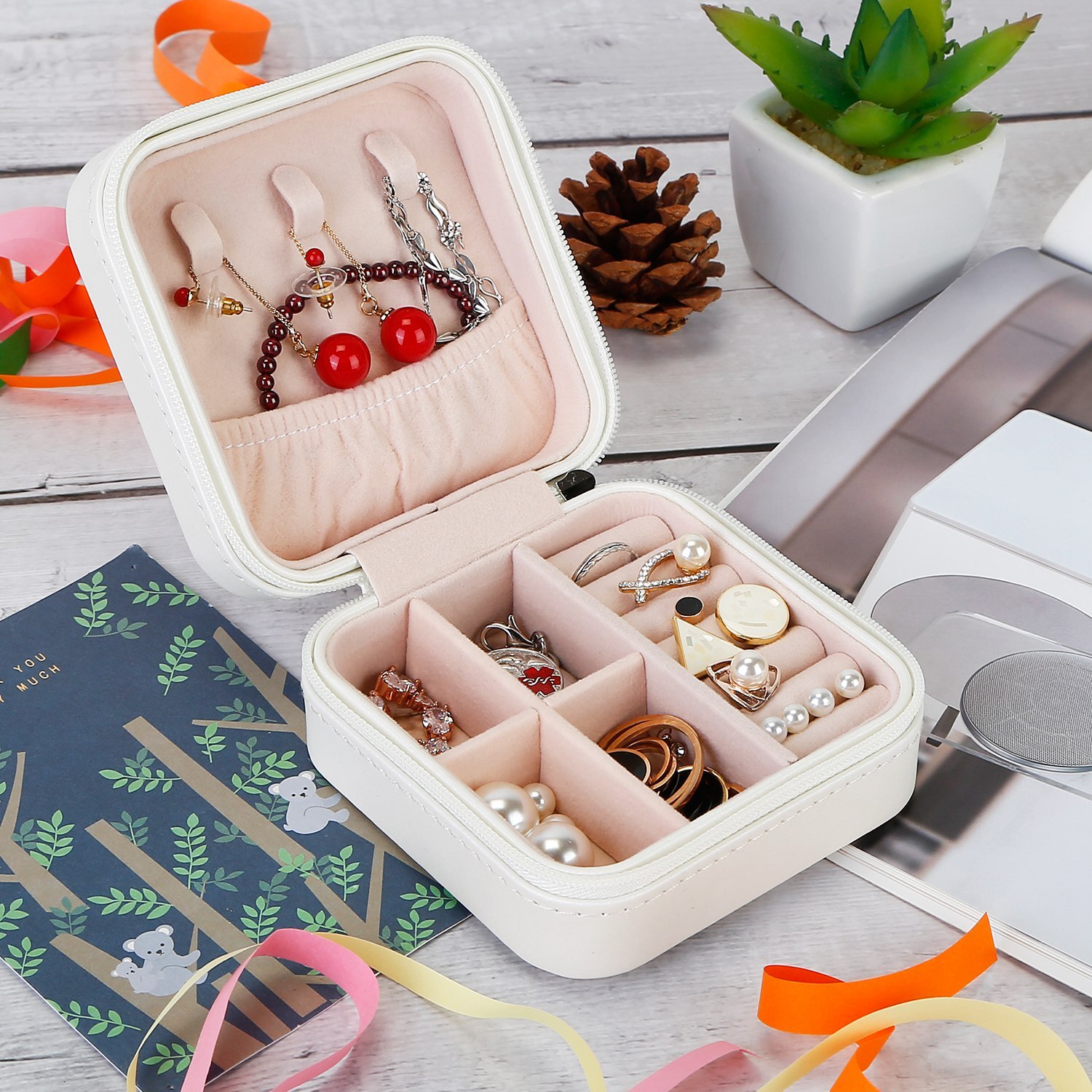Mini Jewelry Storage Box Portable Ring Earring Necklace Case Storage Organizer