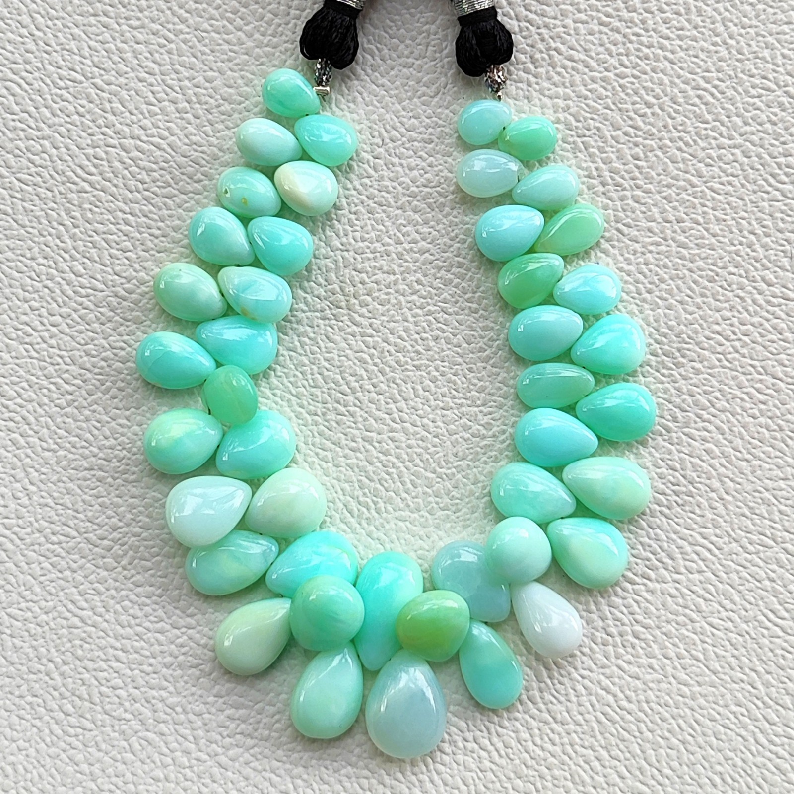 Natural Peru Blue Opal Smooth Pear Shape Beads 7×5-13x9mm Gemstone 7″ Strand