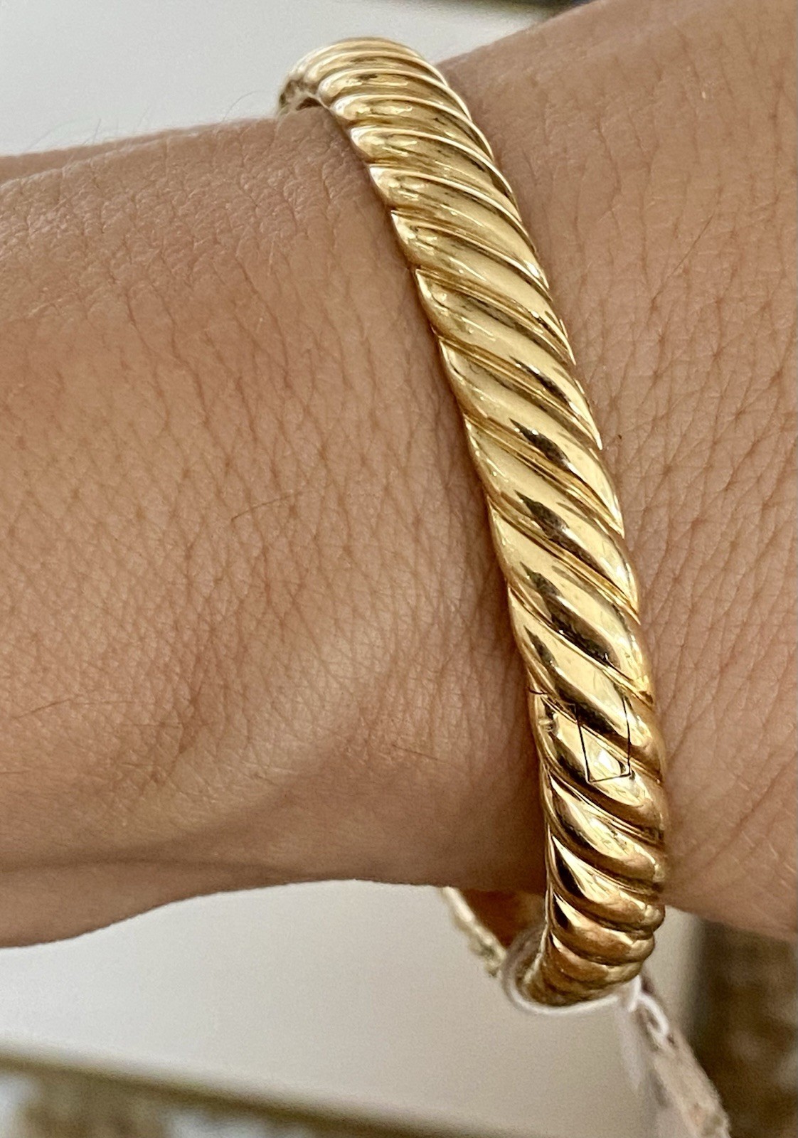 David Yurman 18K Yellow Gold Sculpted Cable Bangle Bracelet 6.2mm $8500+ M
