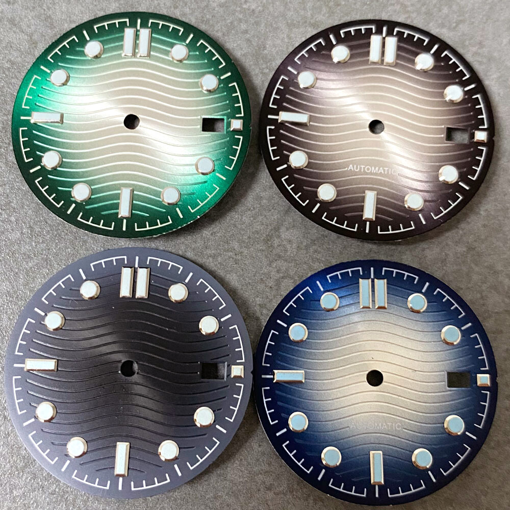 New 31mm Wave Textured Watch Dial With Date Window Fit NH35 NH36 NH38 Movement