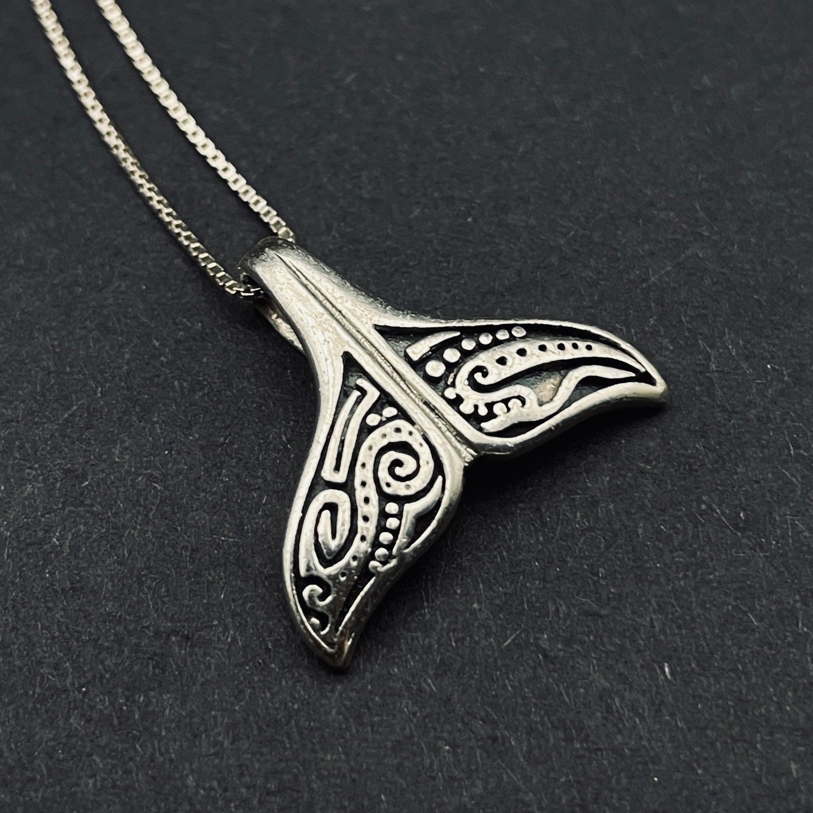 Sterling Silver Aboriginal Orca Whale Tail Necklace Unisex Peter Stone Co PSCL