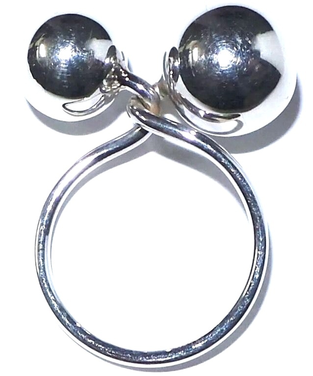 NEW 12mm/8mm SOLID 925 Sterling Silver Duo Twist Sphere BALLS ring 5.36g Size 8
