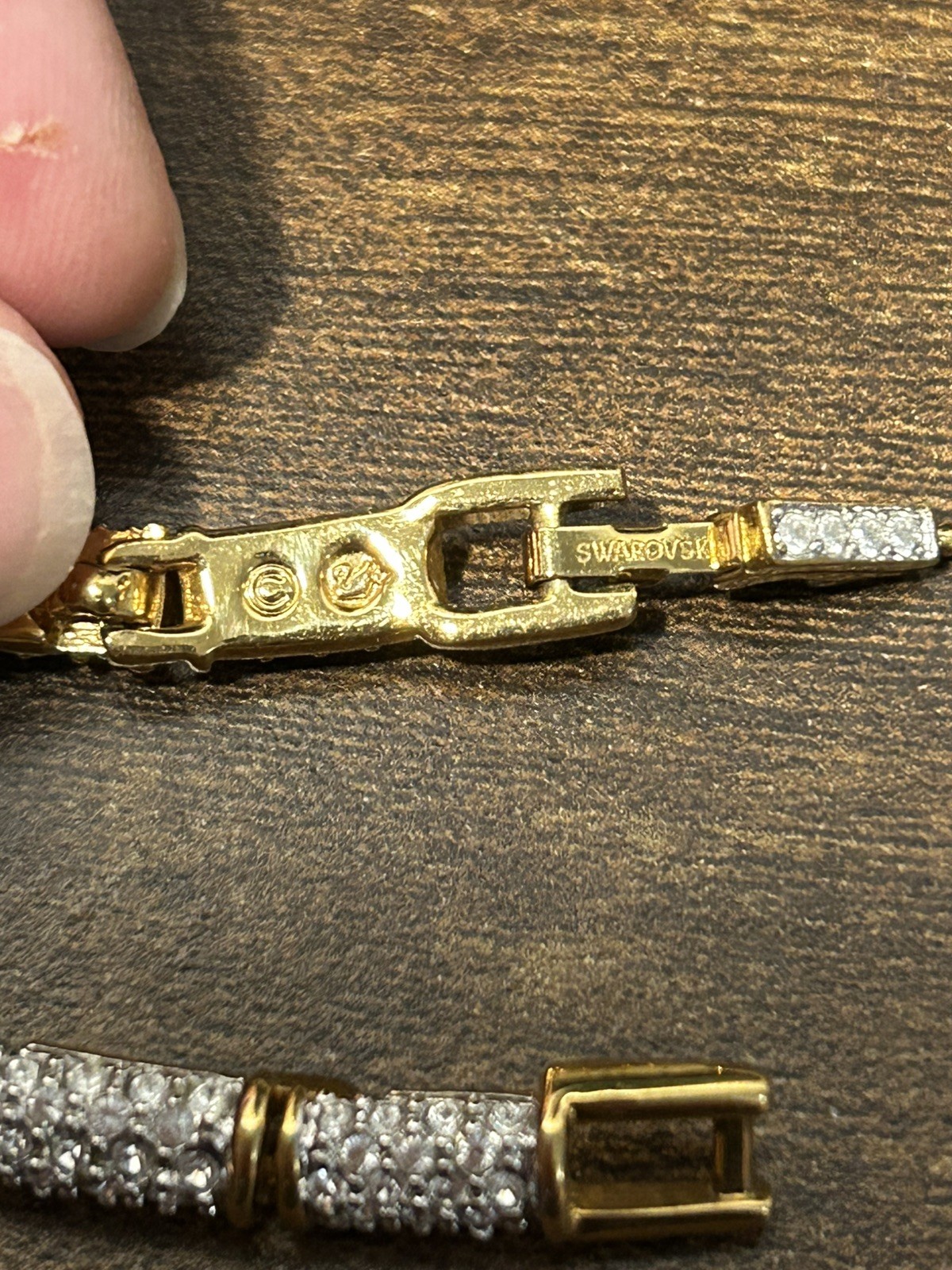 Vintage Swarovski Clear Pave Yellow Gold Plated Tennis Bracelet 18.5 cm approx