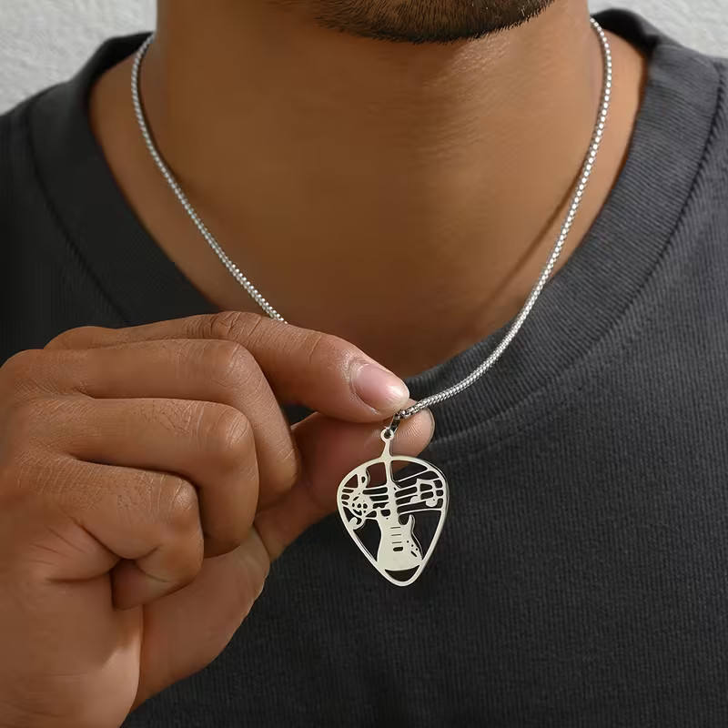 Guitar Pick Necklace Instrument Jewelry 304 Stainless Steel Music Pendant