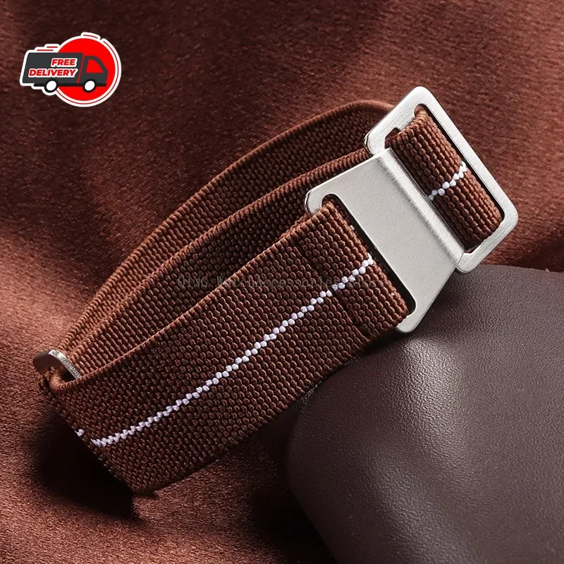 18/20/22mm Elastic Nylon Watch Band French Military Style Sport Strap Men Women