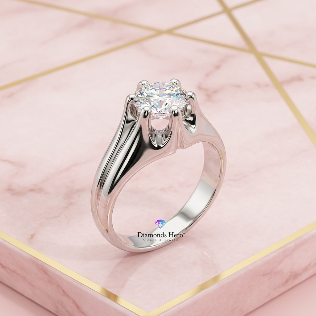 David Ring with Moissanite Round 1ct D, S925