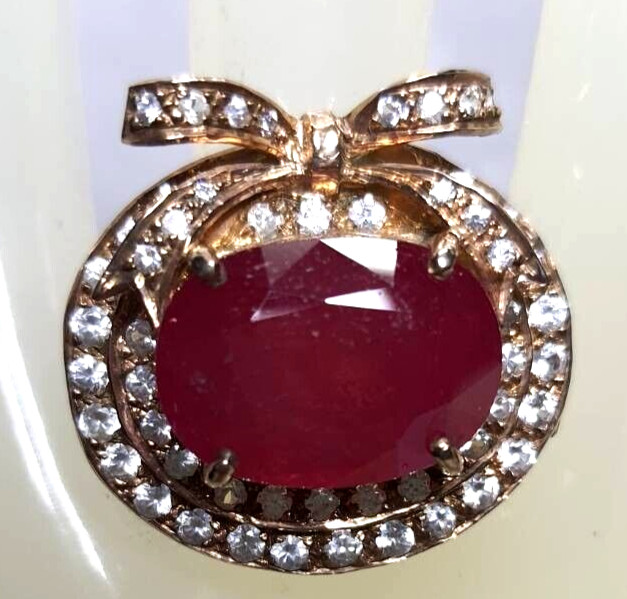 Ring NATURAL Red Ruby Pink gold filled 925 STERLING SILVER cherry gift Size 7