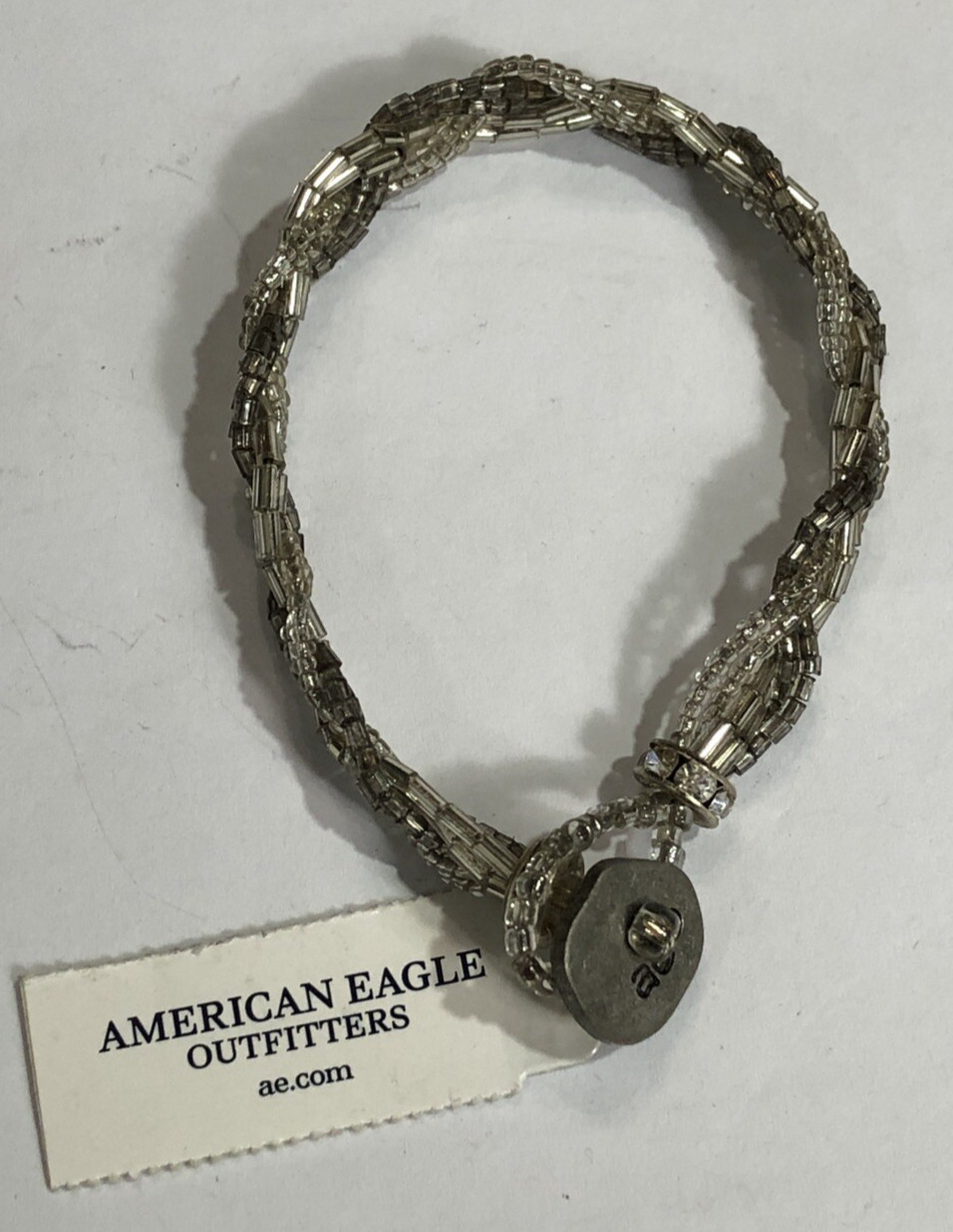 American Eagle Outfitters Bracelet Braided Clear/Silvery 6.75 in Length – NWT