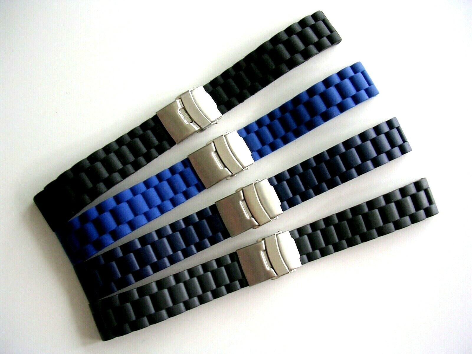 18 20 22 Silicon Rubber Link double lock Deployment Diver watch band Sport strap