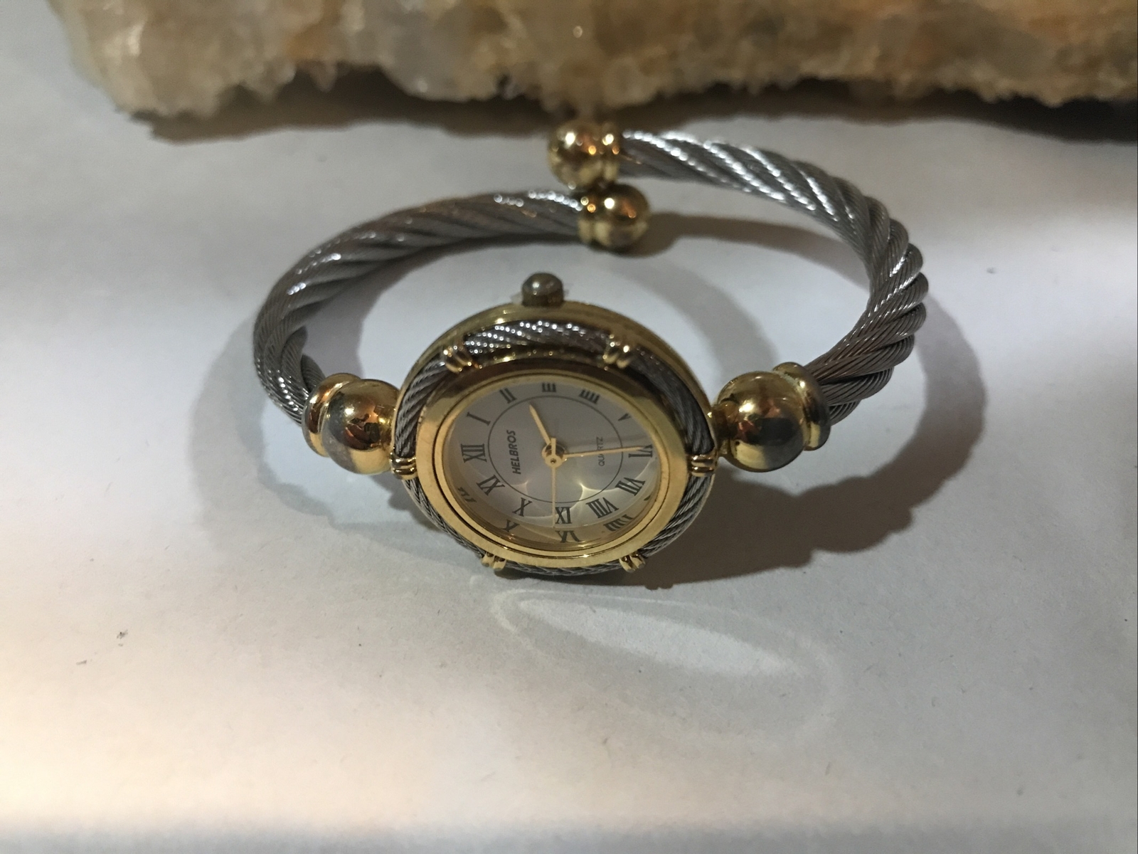 Ladies Helbros Metal Wire Bracelet Watch With New Battery