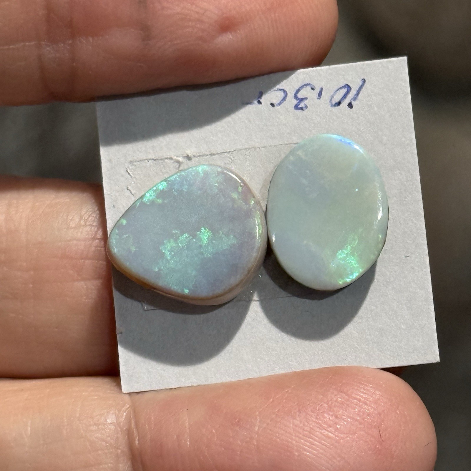 SALE 10.3ct 13x11mm 2 Pc Lot Gray Australian Doublet Opal Cabochon Gems