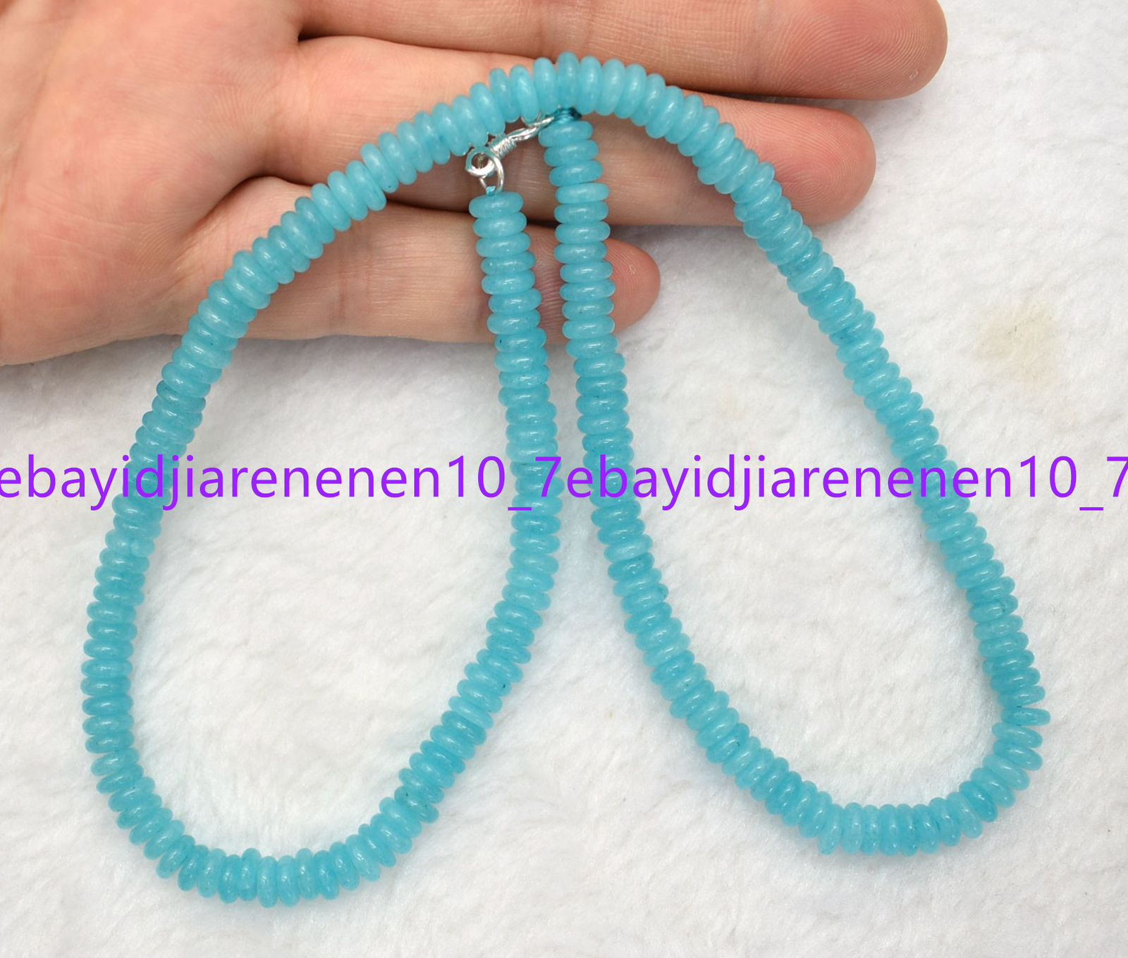 Natural 3x8mm/4x10mm Blue Aquamarine Gemstone Abacus Beads Necklace 18 in