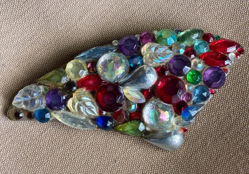 Vintage Bill Schiffer 1989 Signed Resin Rhinestone Brooch NYC Art Jewelry