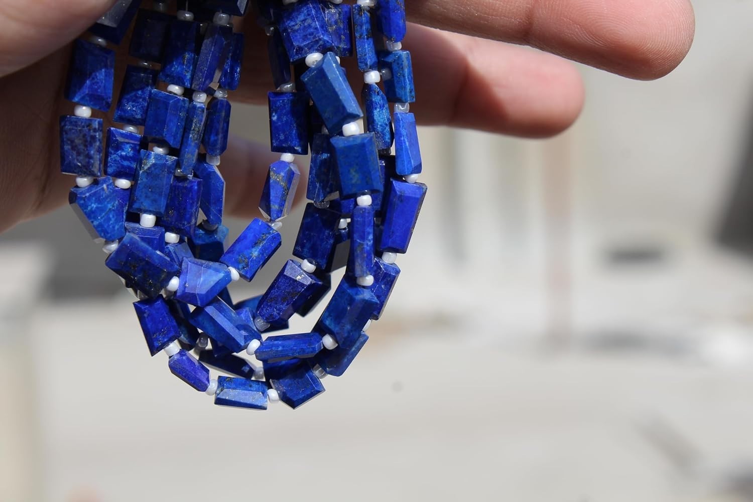 Natural 37 Pieces Smooth lapis lazuli nugget shape gemstone beads 4×10 MM approx