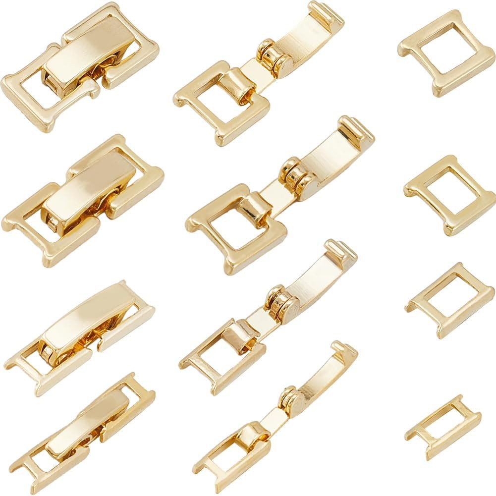 12PCS 24K Gold Plated Fold Over Clasp Necklace and Bracelet Extenders