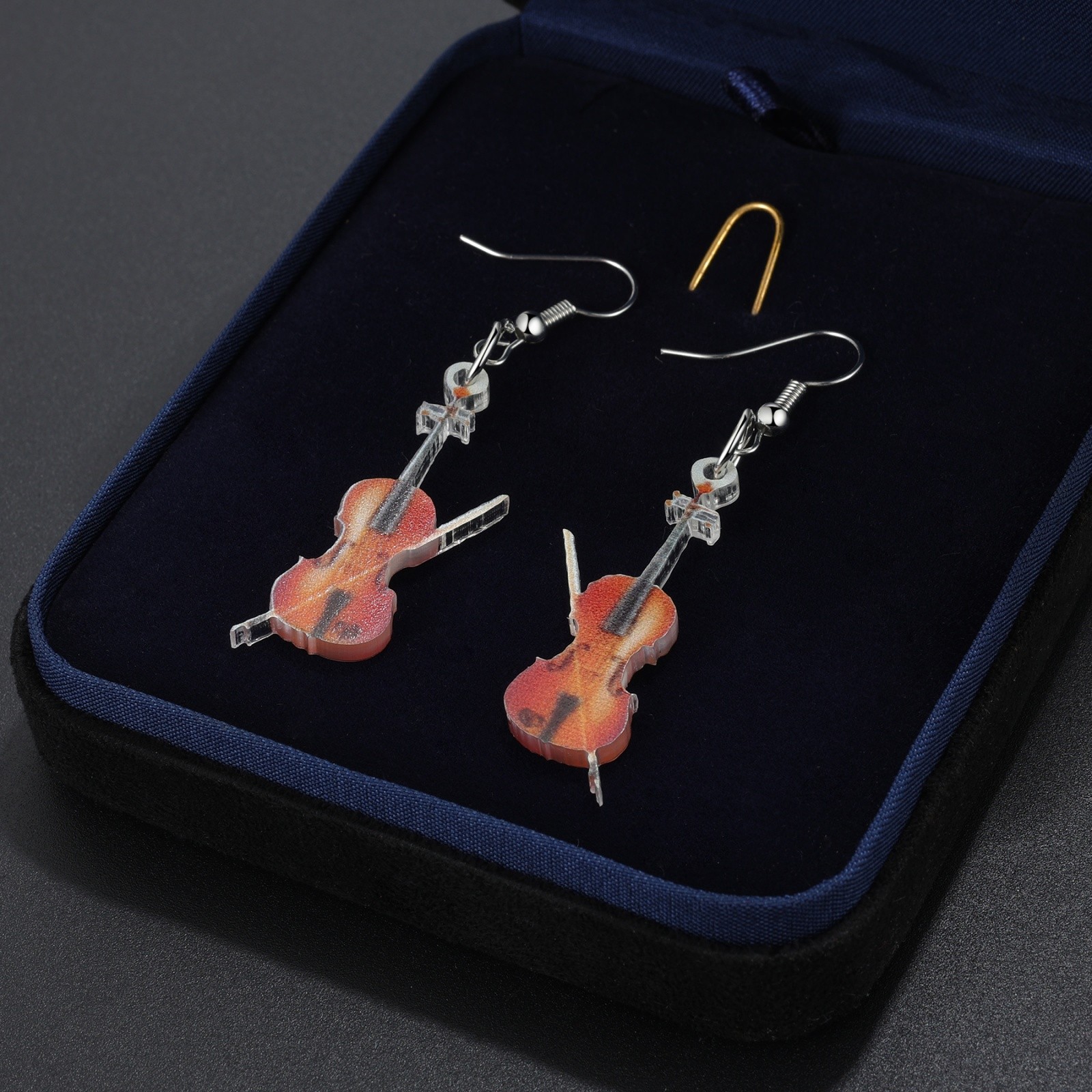 Women’s Acrylic Violin-shaped Music Instrument Drop Earrings Jewelry Violin Gift
