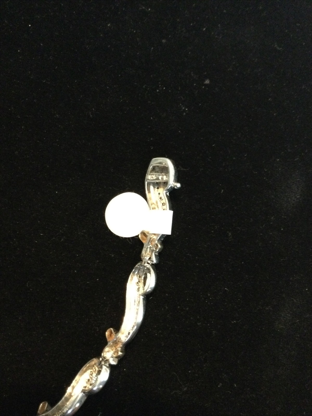 Elegant Sterling Silver Diamond Bracelet Two Tone Size 7.5in