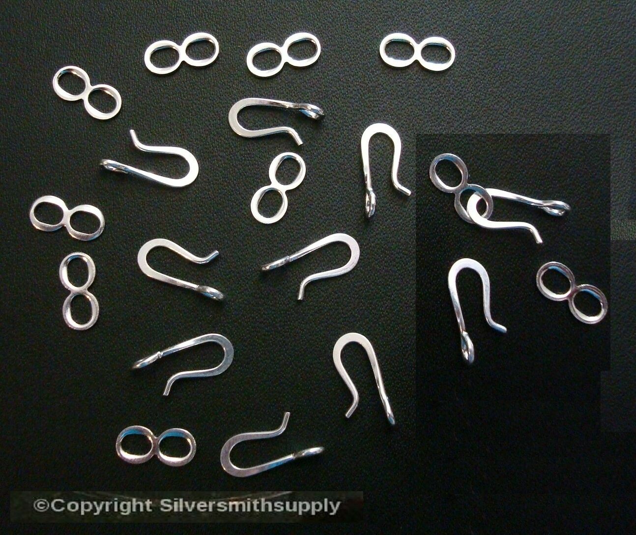 10 Medium silver plated hook & eye clasp sets necklace bracelet clasps FPC030