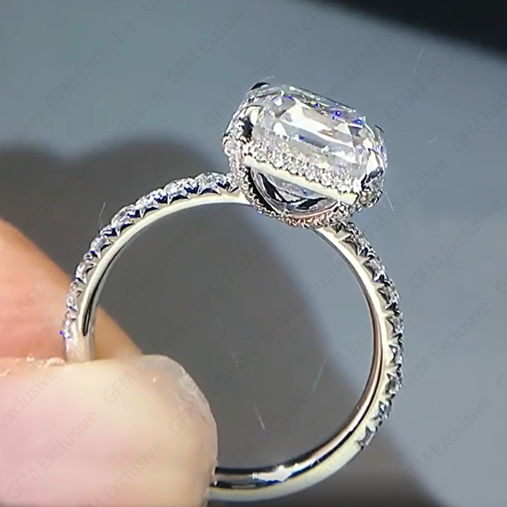 3.85 TCW Asscher Cut Moissanite Women’s Engagement Ring In 14k White Gold Plated