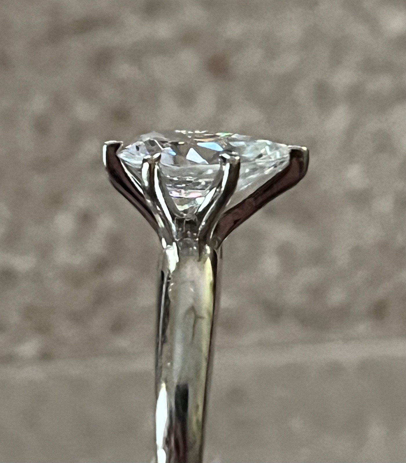 14K 2CT Pear Diamonique Ring~Solid 3gm! Sz 6- ECU!