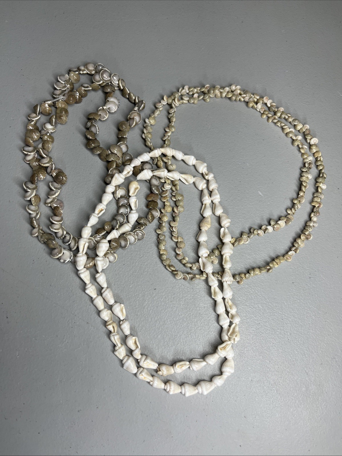 Vintage Hawaiian Tropical Shell Necklace Lot Seashell Lei Beach Boho 3 Piece