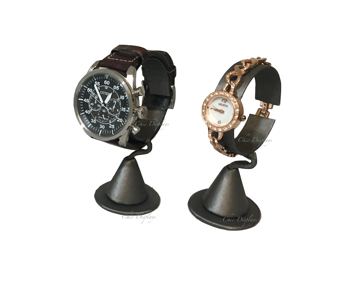 12pc Gray Watch Display Stand Watch Display HIGH QUALITY Grey Faux Leather Stand