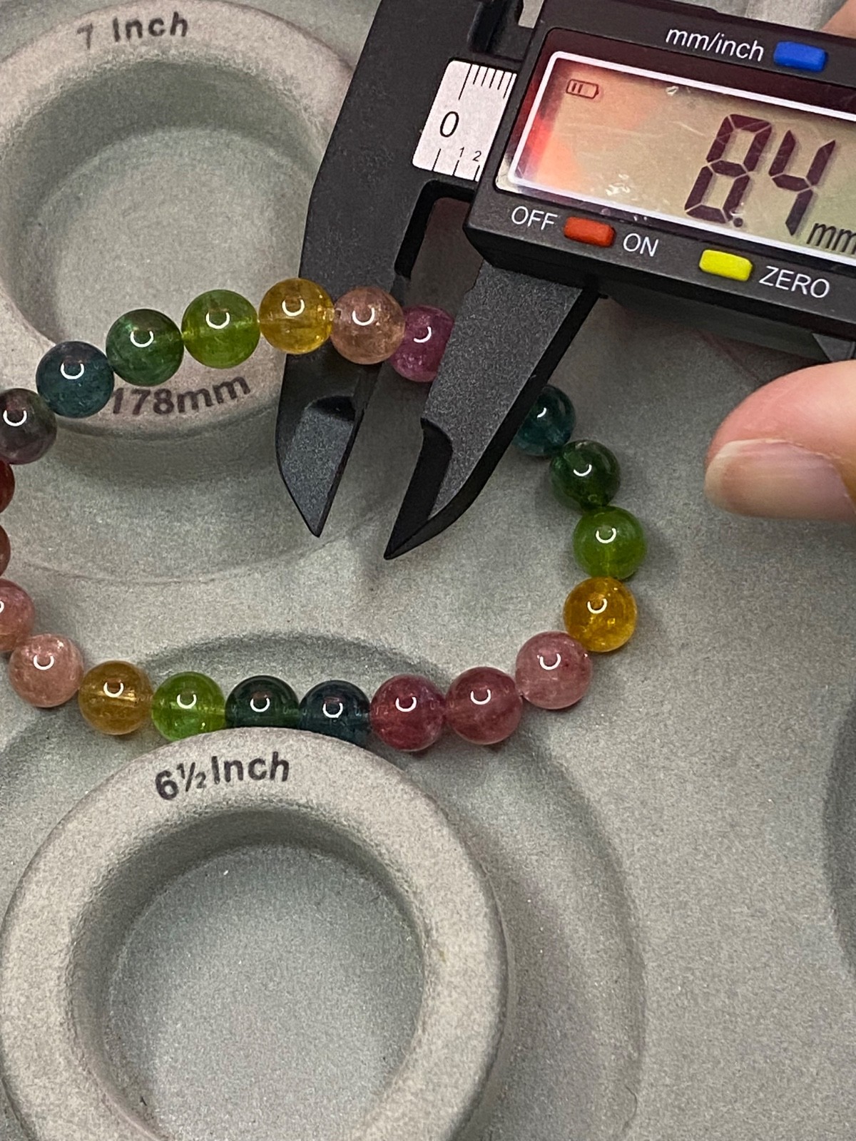 Certified Natural Multicolor Tourmaline Bracelet 8.4mm Rainbow Gemstone 6.5″