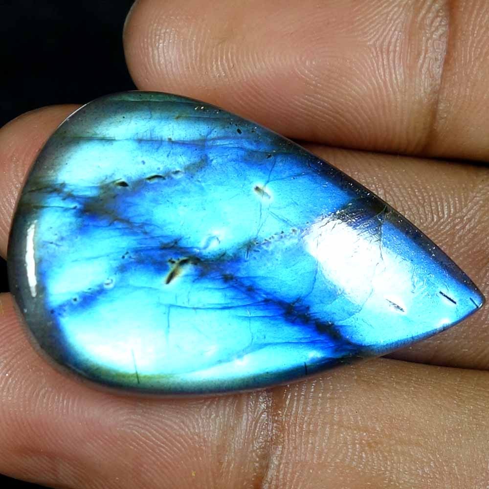 100% Natural Top Grade Blue Labradorite Pear Cab Gemstone 58.85Cts 24X 40X 08mm
