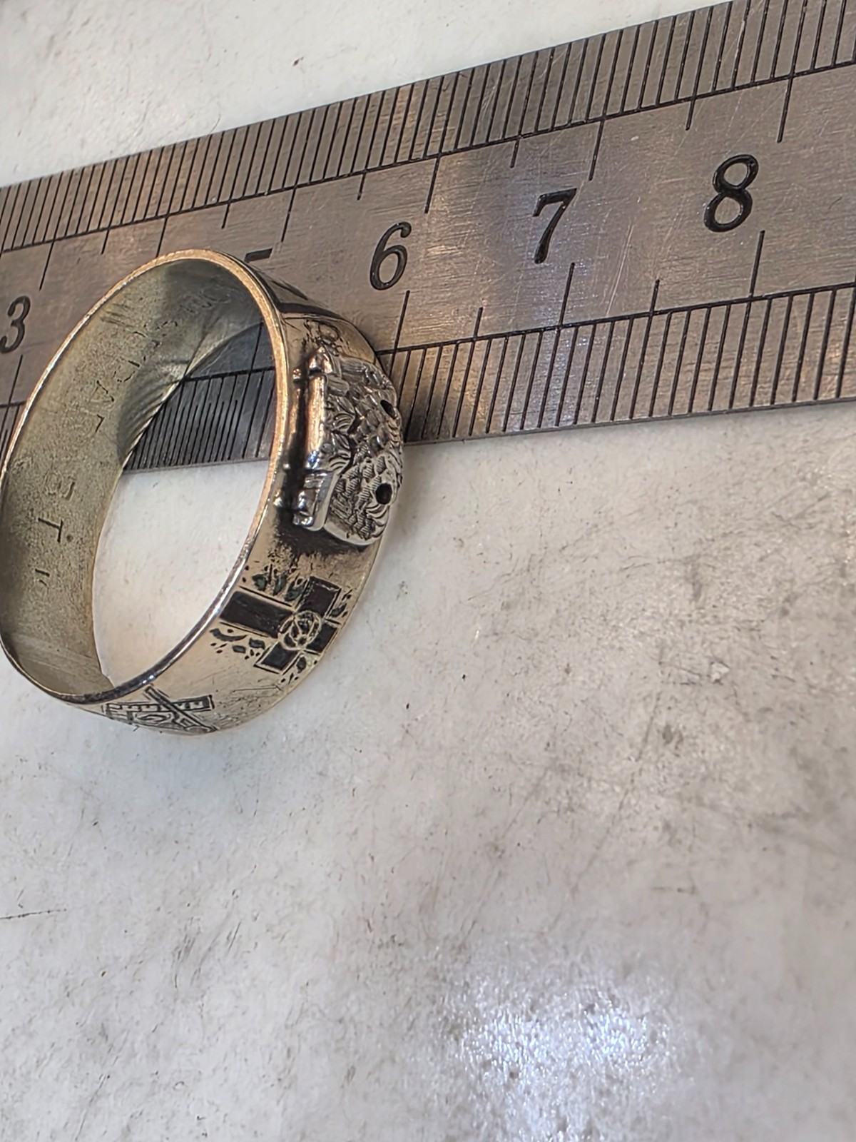 14K Scotish Masonic Ring Insciption “Virtus Junxit Mors Non Separabit,” Antiq