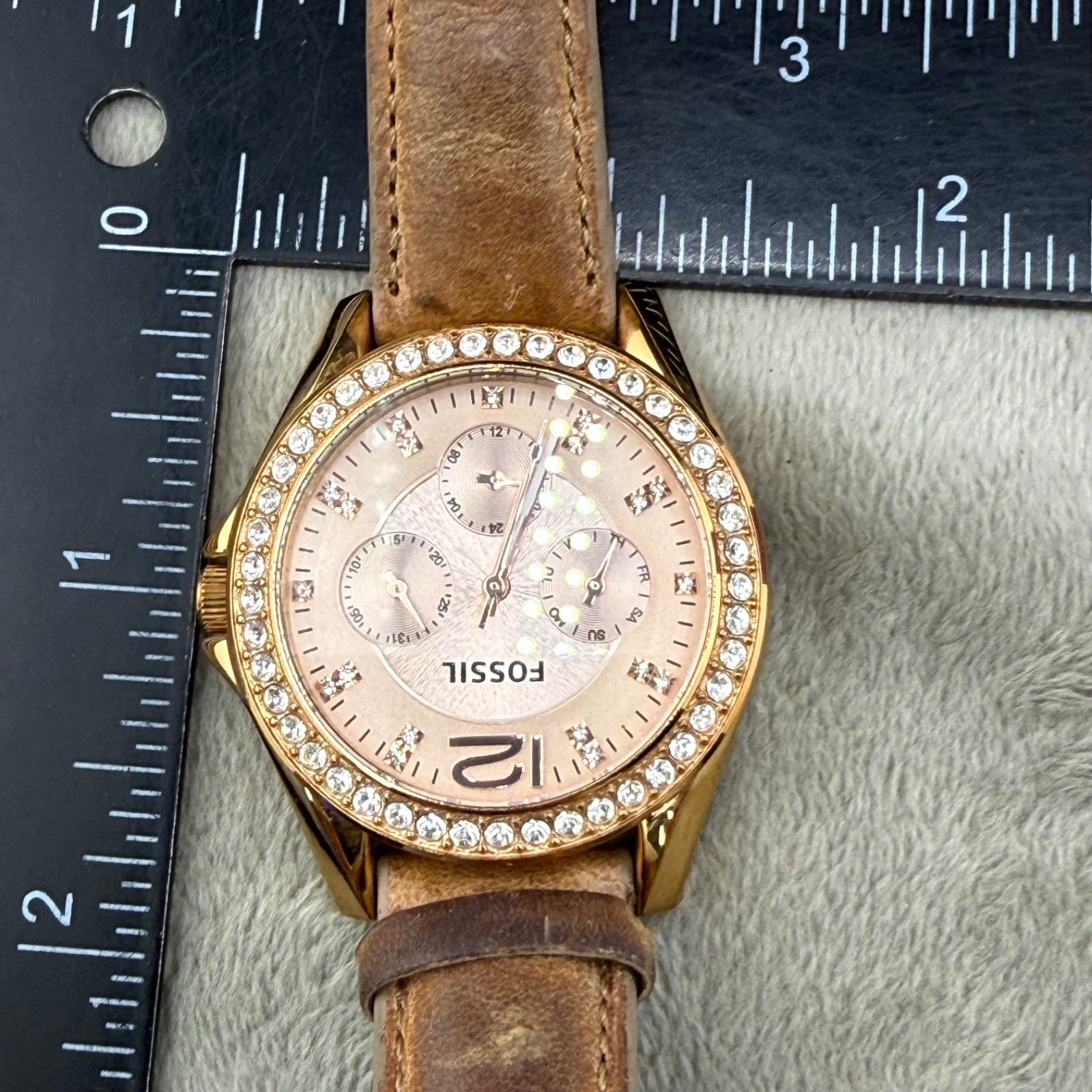 Vintage Fossil Watch Riley Women’s Rose Gold Tone UNTESTED