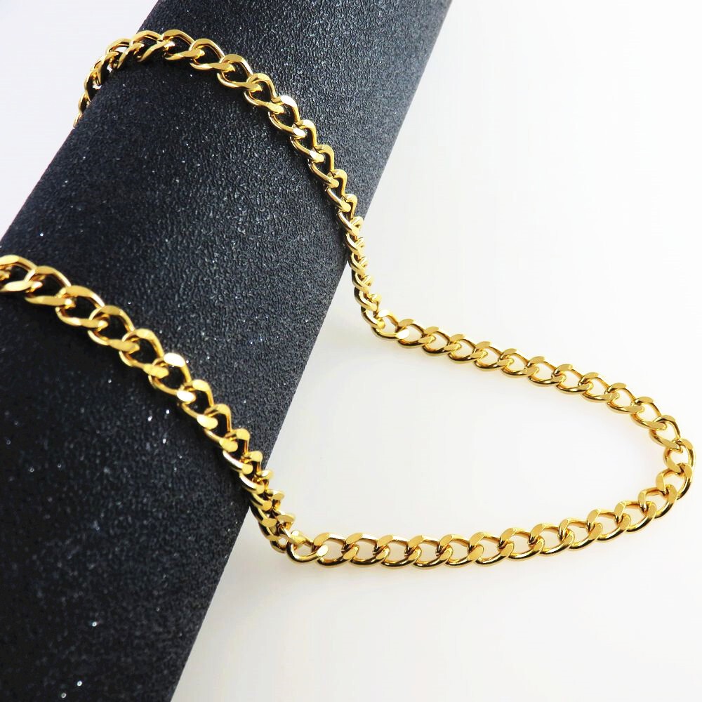 Woman Man 2-9mm Stainless Steel Gold Plated Curb Cuban Chain Necklace Link