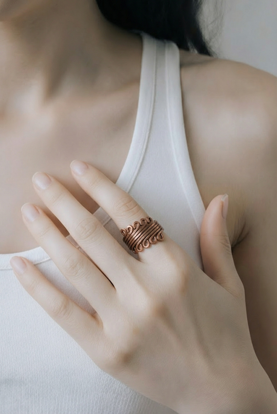 Solid Copper Ring CR33 – 1/2 an inch wide. – Available in sizes 7,8, & 9.