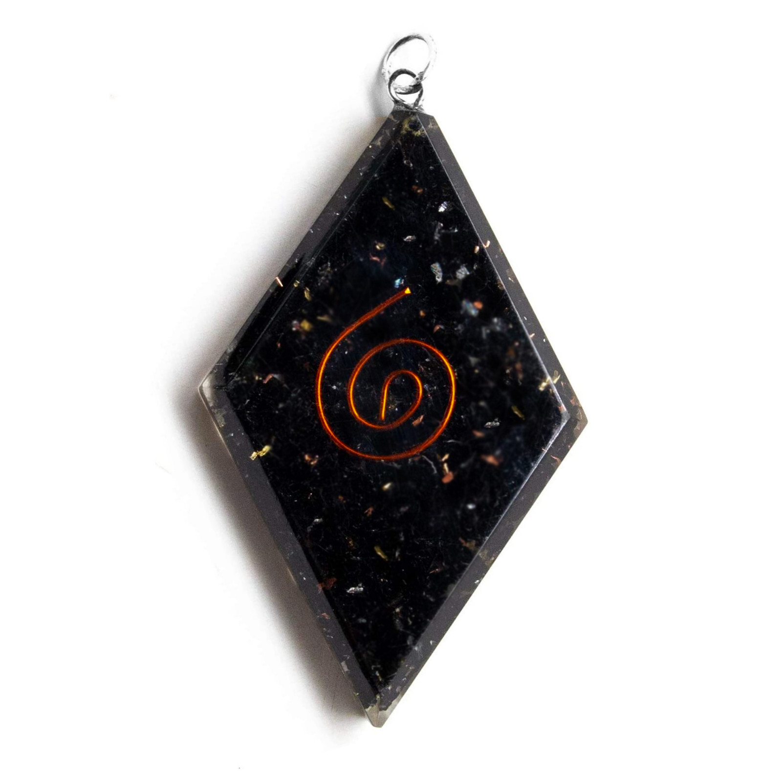 Black Tourmaline Orgone Energy Generator Pendant Handmade Orgonite Necklace