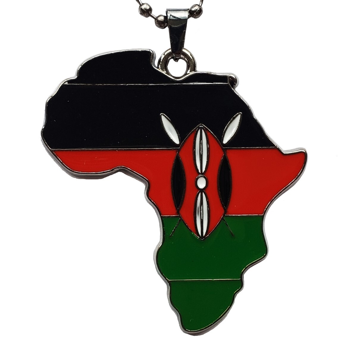 Kenya Flag Pendant Necklace African Map Chain by Dupsie’s