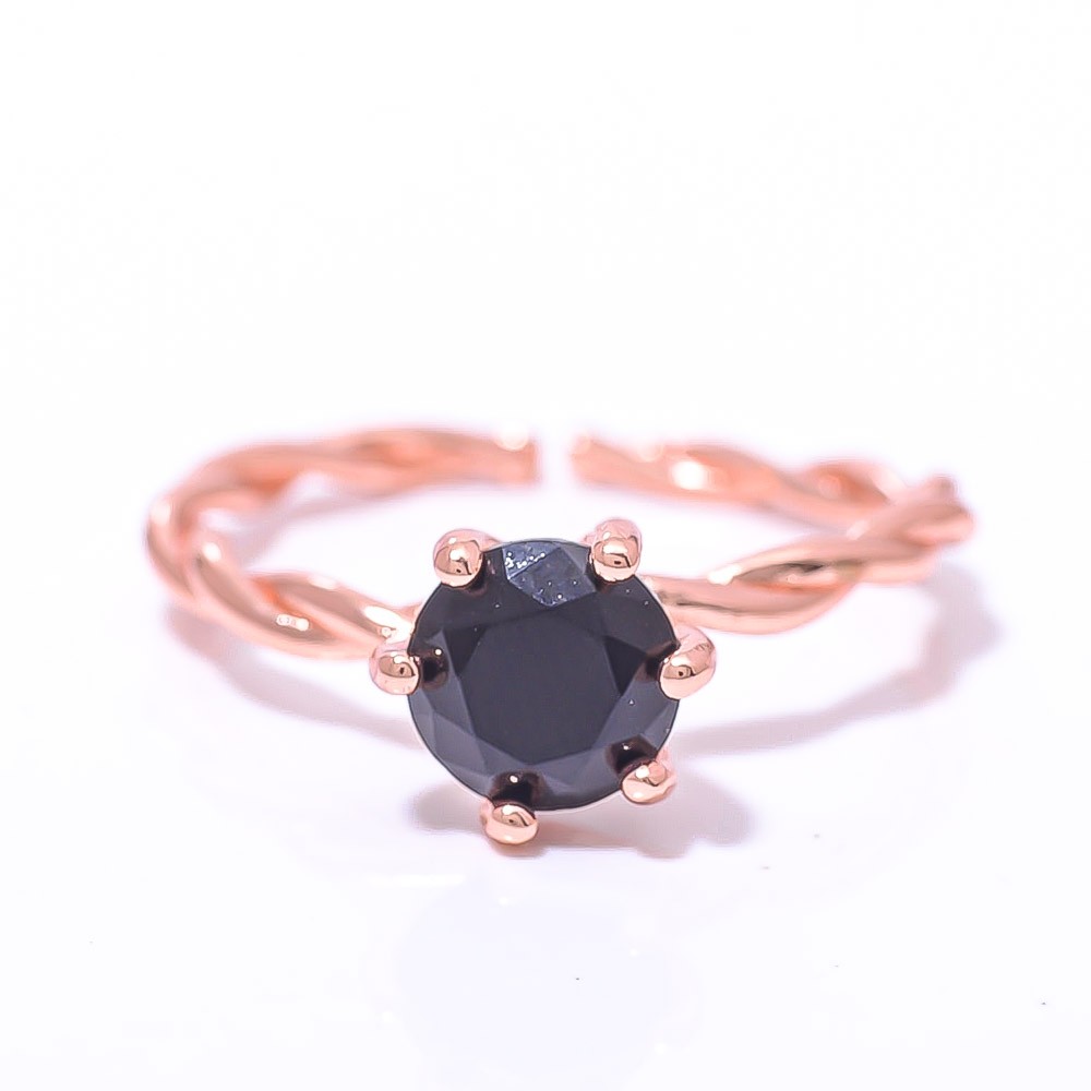 Black Spinel Gemstone Rose Gold Plated Ring Adst (5)
