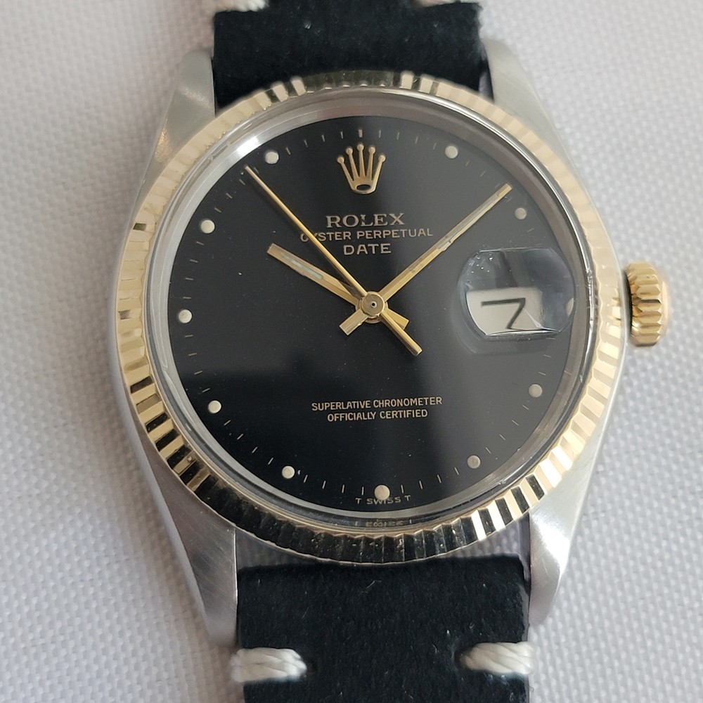 Rolex Oyster Perpetual Date 1500 35mm 14k Gold SS 1970s Mens Automatic RA624B