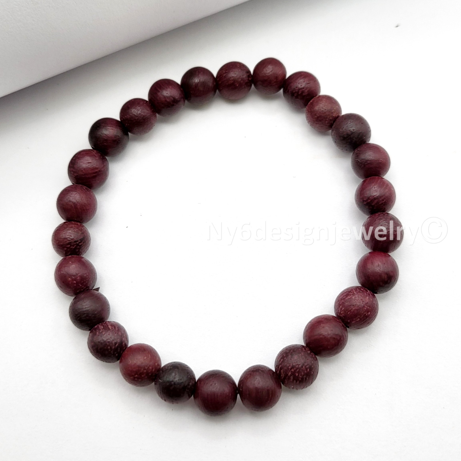 Burgundy Red Wood Natural Wood Bead Bracelet Wooden Beaded Bracelet 2 Sizes