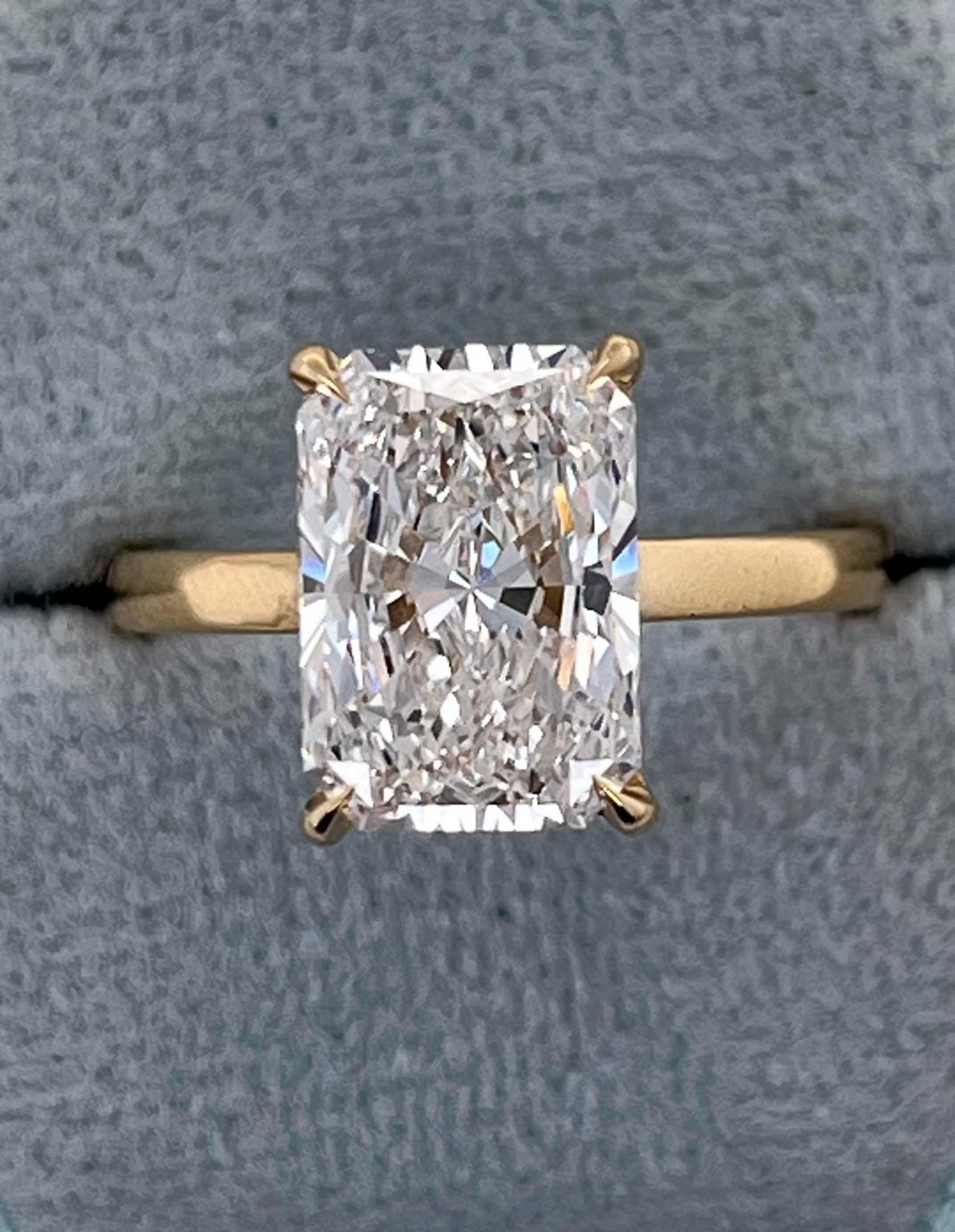 5.15Ct Radiant Cut Lab Grown Diamond Hidden Halo Engagement Ring 14K Yellow Gold