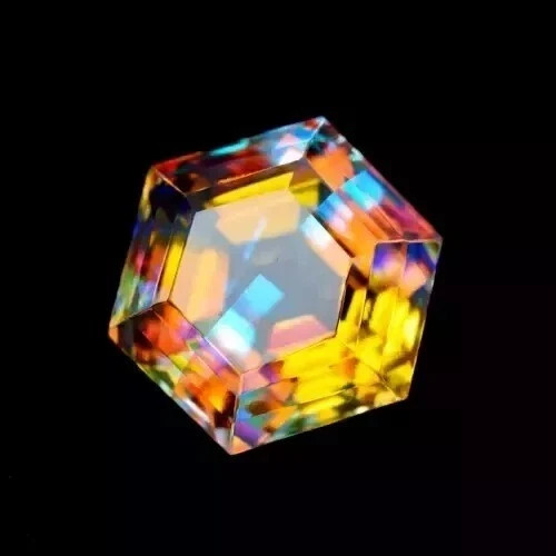 103 Ct Natural Mystic Topaz Rainbow Color Hexagon Certified Loose Gemstone