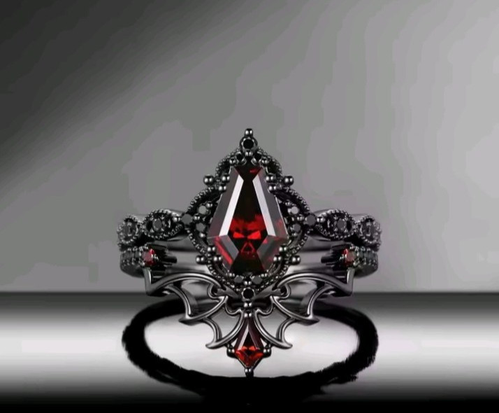 Enchanting Red Black Couple Ring His/Her Made for Lovers Valentine’s Day Edition