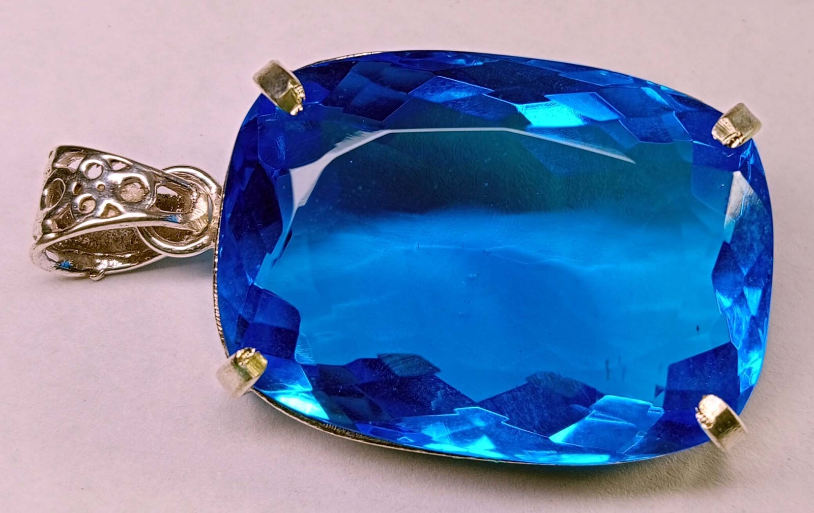 Blue Topaz Pendant Cushion Cut 96.95 Ct Natural Gemstone EGL Certified PD014