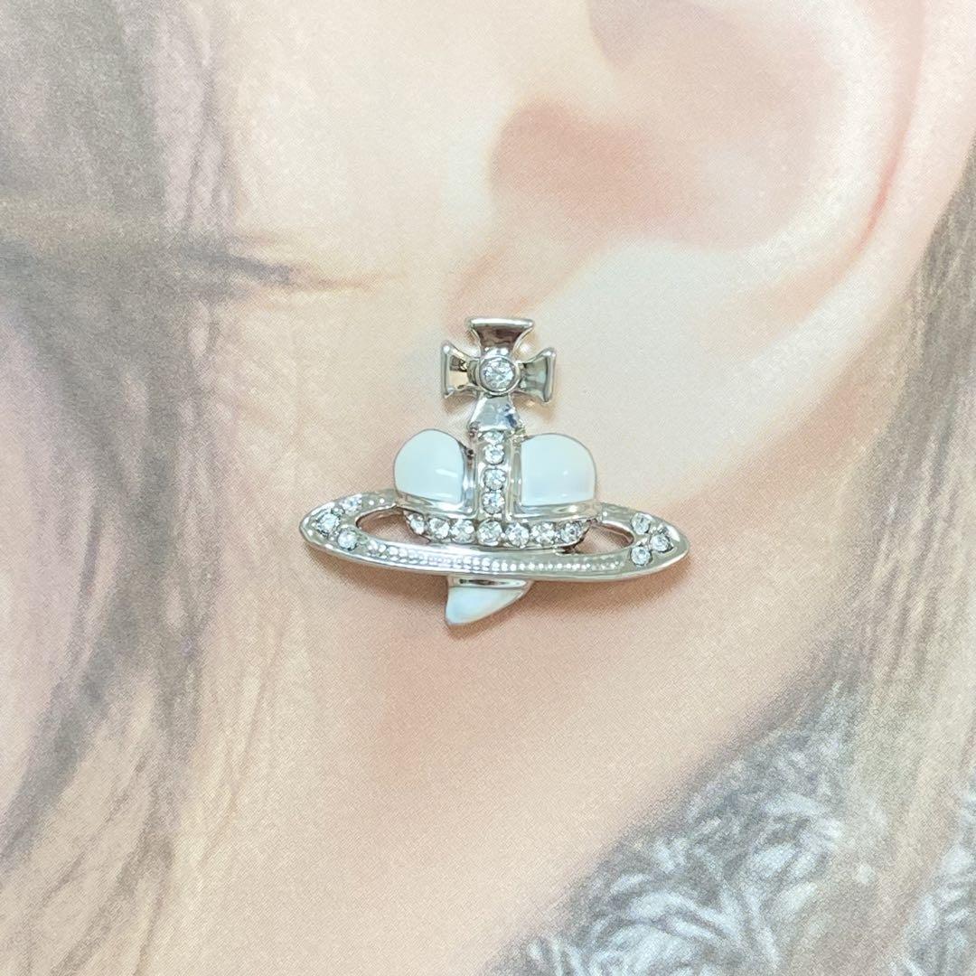Vivienne Westwood Earrings Pierce Diamante White 2.5 cm w/drawstring