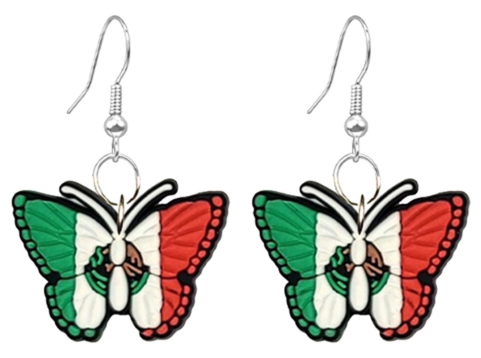 Mexican Flag Butterfly Earrings – Handmade Patriotic Mexico Jewelry Gift