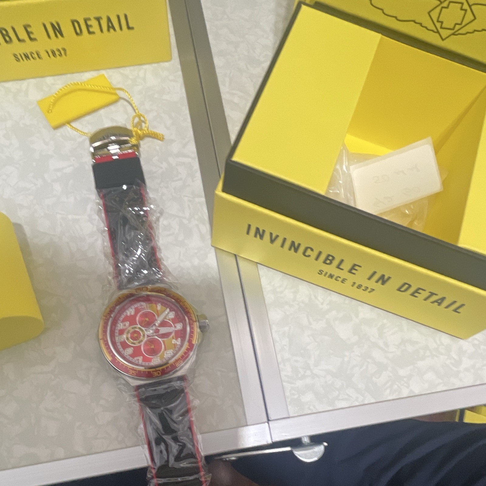 Invicta Marvel Quartz Chronograph Men’s Red/Yellow Dial Black/Red