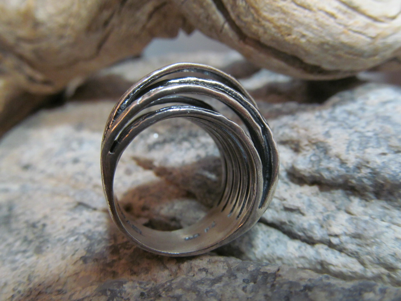 PZ PAZ Creations 925 Sterling Silver Bypass Tree Branches Ring 8.1g 5.75s ISRAEL